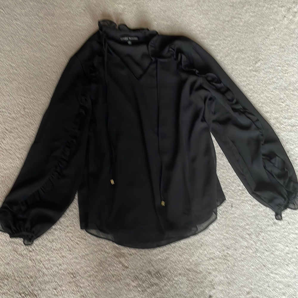 Black ruffle blouse